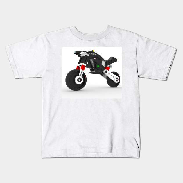Motorcycle One Black Kids T-Shirt by Rizaldiuk